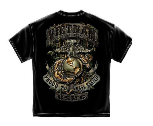 USMC Vietnam Jungle Theme Black T-Shirt - mytacticalworld